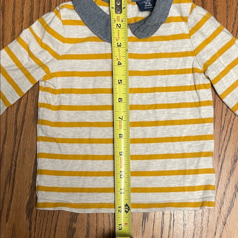 BabyGAP mustard and light gray striped long sleeve kids tee 12-18 months
